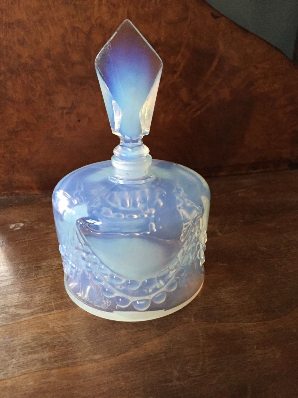 french art deco opalescent perfume bottle signed sabino