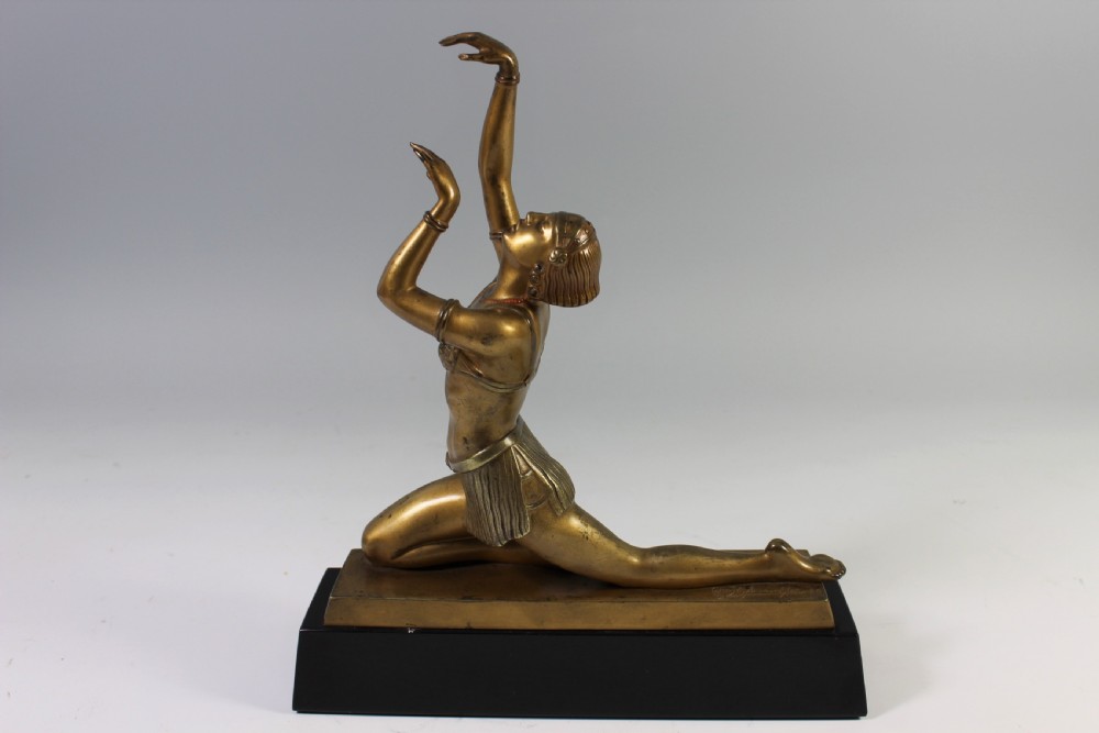otto hafenrichter art deco austrian bronze oriental dancer dated 1926