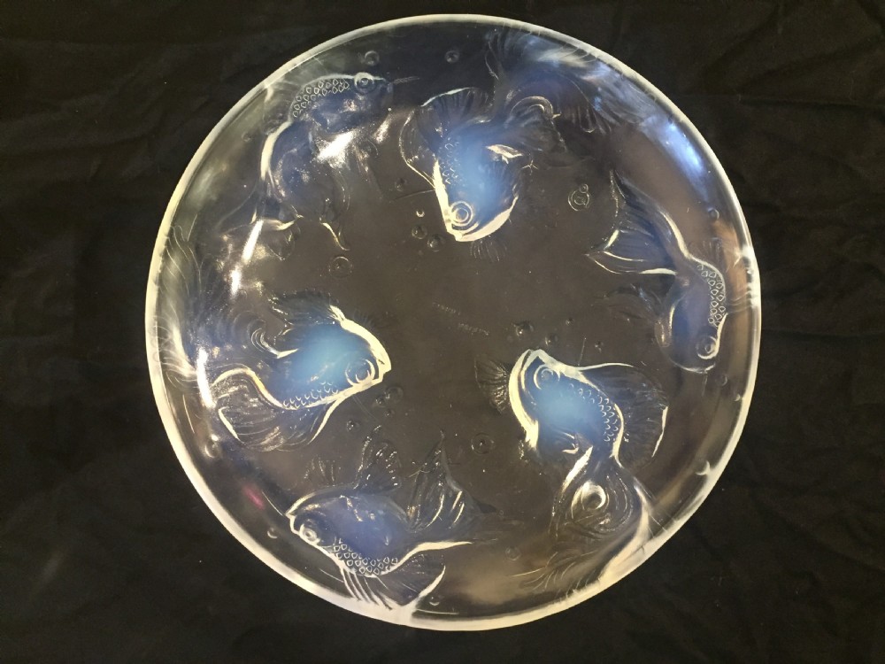 sabino french art deco fish opalescent glass charger c1930