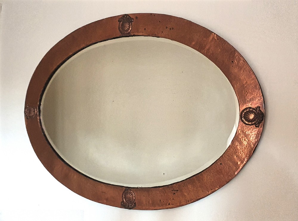 arts crafts hand hammered copper oval wall mirror c1910 liverpool philharmonic hall reclamation