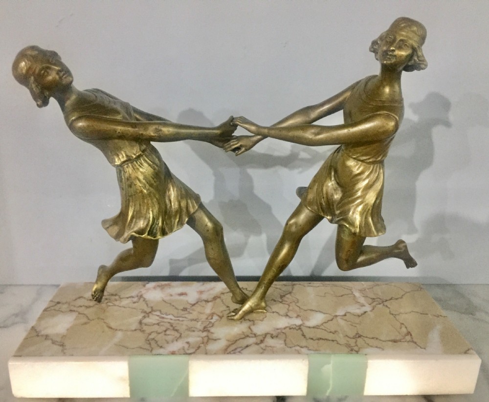 french art deco bronze spring dancers attrd pierre le faguays c1930