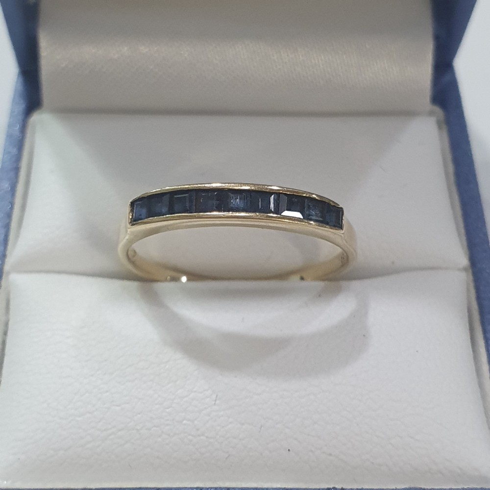 vintage 10ct gold princess cut sapphires half eternity ring size r
