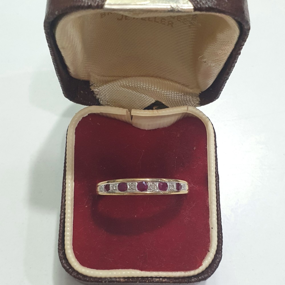 vintage ruby diamond half eternity ring size t