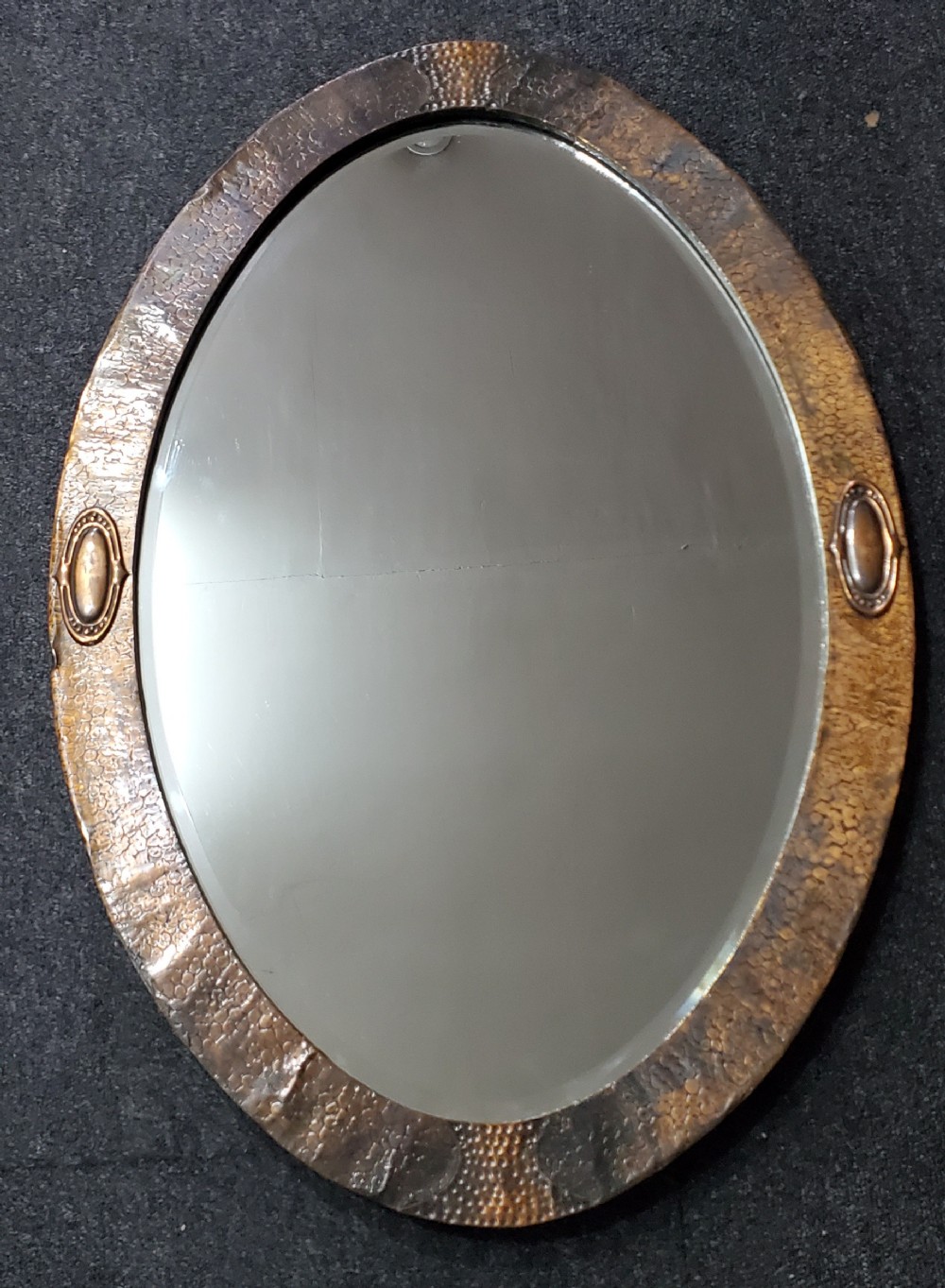 arts crafts hammered copper mirror c1910